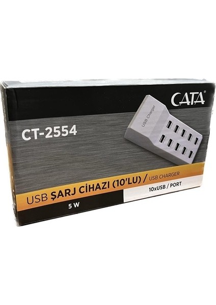 CT-2554 10'lu USB Şarj Cihazı Çoğaltıcı Çoklayacı Dağatıcı 10 Adet USB Girişli Beyaz 2.4A