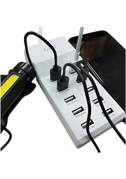 CT-2554 10'lu USB Şarj Cihazı Çoğaltıcı Çoklayacı Dağatıcı 10 Adet USB Girişli Beyaz 2.4A
