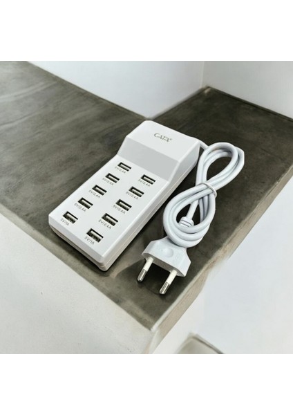 CT-2554 10'lu USB Şarj Cihazı Çoğaltıcı Çoklayacı Dağatıcı 10 Adet USB Girişli Beyaz 2.4A