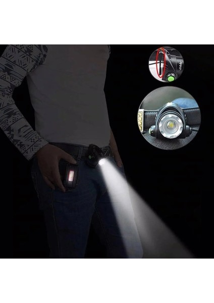 CT-9123 USB Şarjlı Poyraz Kafa 200LM IP44 Su Geçirmez Cob Dağ Gece Balıkçılık USB Şarjlı Beyaz Işık 6400K