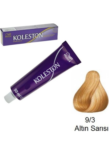 Krem Saç Boyası - Altın Sarısı 9/3, Amonyak İçeren, Kalıcı Renk ve Beyaz Kapatma Özelliği