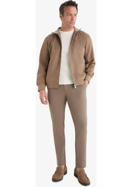 Slim Fit Dar Kesim Dik Yaka Astarlı Fermuarlı Cepli Süet Mevsimlik Baharlık Mont D1524AX25AU indirimleri