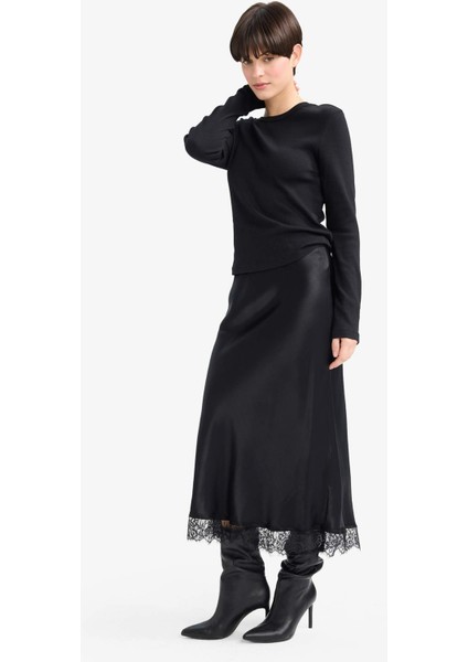 A Kesim Normal Bel Saten Midi Etek fiyatları