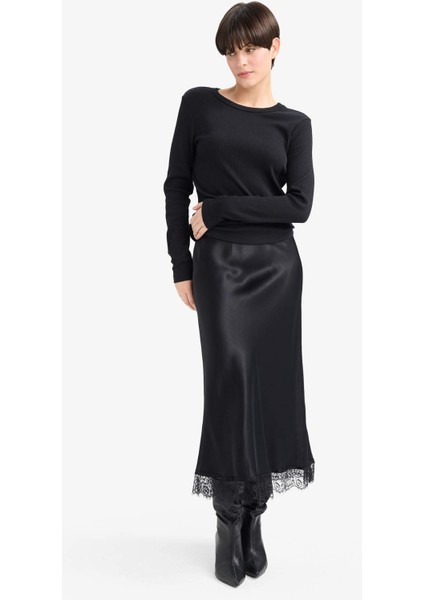 A Kesim Normal Bel Saten Midi Etek modelleri