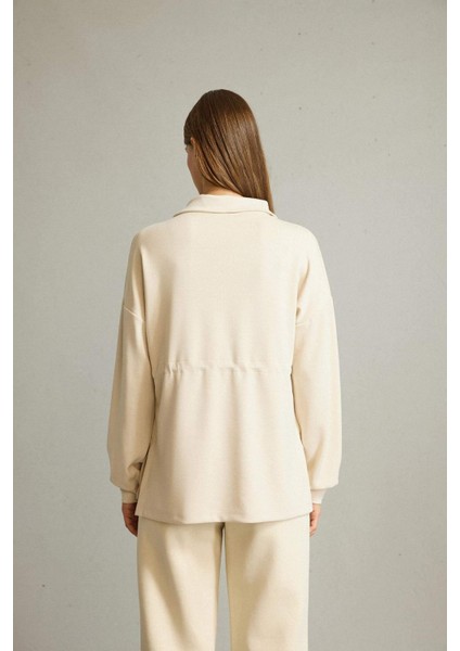 Polo Yaka Beli Lastikli Yarım Fermuarlı Modal Sweatshirt G2922AX25AU
