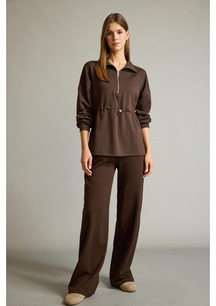Polo Yaka Beli Lastikli Yarım Fermuarlı Modal Sweatshirt G2922AX25AU fiyatları