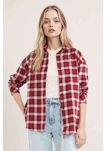 Oversize Geniş Kalıp Kareli Uzun Kollu Gömlek F9470AX25AU