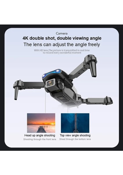 E88 Pro Rc Drone 4K Hd Kamera Katlanabilir Wıfı Fpv Yüksek Performans Gri Kumandalı Geniş Açı Profesyonel Ufak