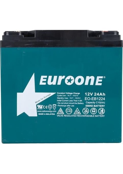 Euroone EO-EB1224 12VOLT 24AMPER E-Bike Elektrikli Bisiklet Aküsü (180 x 76 x 167 Mm) fiyatları
