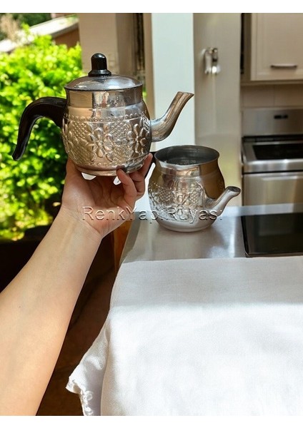 Motif Desenli Şık Kaliteli Alimünyum Çaydanlık Akıtmayan Damlatmayan Alimünyum Çaydanlık