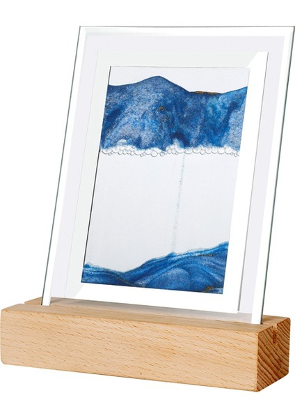 Kum Sanat Hareketli Gece Lambası Zanaat Quicksand 3D Peyzaj Akan Kumlu Resim Kum Saati Hediye LED Masa Lambası, Mavi (Yurt Dışından)