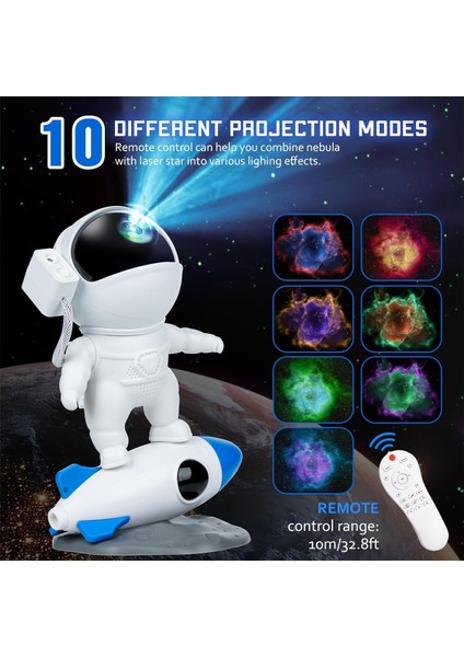 Astronot Galaxy Projector Star Gece Işığı Uzaktan, Bulutsör Projektör, Çocuk Yatak Odası Dekoru Için Uzay Arkadaşı Projektörü (Yurt Dışından) fiyatları