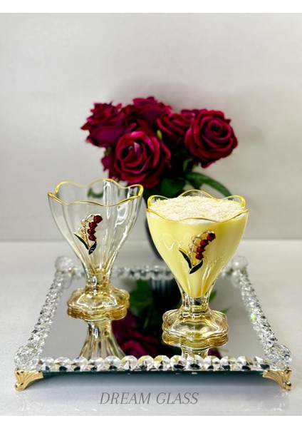 6 Kişilik Yaldızlı Lale Detaylı Bal Renkli Çerezlik & Magnolyalık Takımı fırsatları