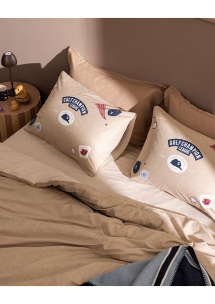 Ruben Çift Kişilik %100 Pamuk Ranforce Baskılı Nevresim Takımı - Bej modelleri