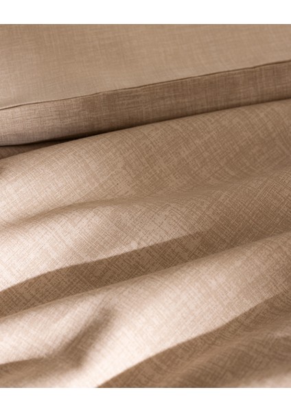 Ruben Çift Kişilik %100 Pamuk Ranforce Baskılı Nevresim Takımı - Bej