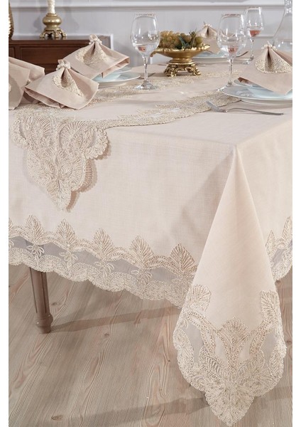 Midye Masa Örtüsü Takımı 26 Parça Cappucino fiyatları