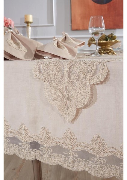 Midye Masa Örtüsü Takımı 26 Parça Cappucino indirimleri