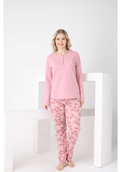 Çiçek Desenli Üç Düğmeli