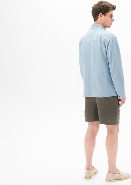 Erkek Mavi Süet Gömlek modelleri