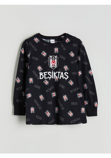 Yeni Sezon Bisiklet Yaka Beşiktaş Baskılı Erkek Çocuk Pijama Takımı fiyatları