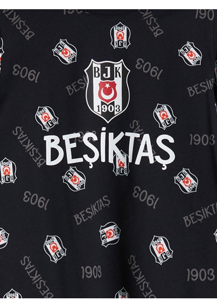 Yeni Sezon Bisiklet Yaka Beşiktaş Baskılı Erkek Çocuk Pijama Takımı modelleri