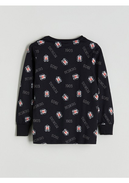 Yeni Sezon Bisiklet Yaka Beşiktaş Baskılı Erkek Çocuk Pijama Takımı fırsatları