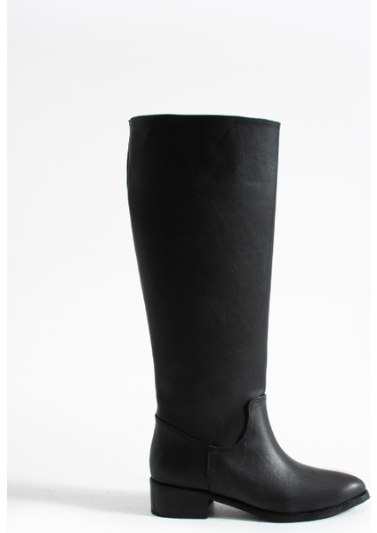 Eldon Siyah Mat Sivri Burun Kadın Kısa Topuklu Çizme
