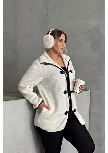 Büyük Beden Önü Kapamalı Cepli Uzun Kollu Peluş Mont 301816 fiyatları