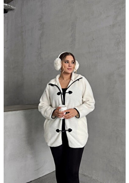 Büyük Beden Önü Kapamalı Cepli Uzun Kollu Peluş Mont 301816 fırsatları