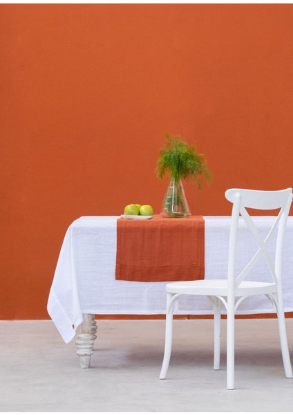 Linen Beyaz Keten Masa Örtüsü 150 x 320 cm modelleri