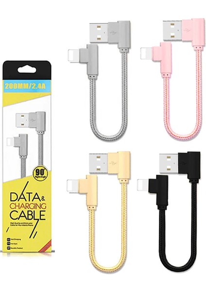 Ally Iphone Lightning Eğik Başlı Halat USB Kablo 20CM-(1903) fiyatları