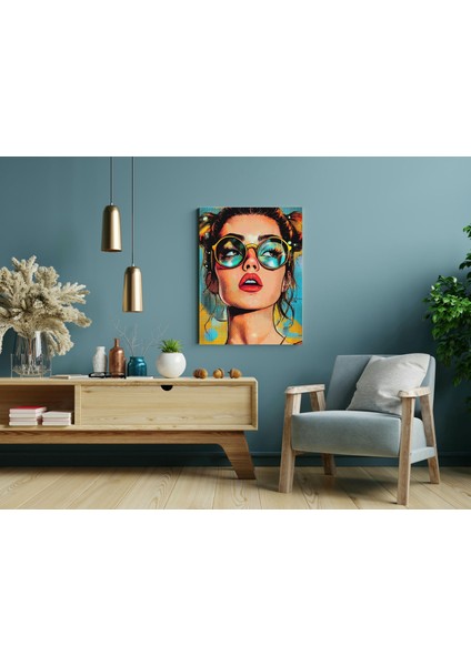 Sarı Gözlüklü Kız Pop Art -Ahşap Mdf Tablo fiyatları