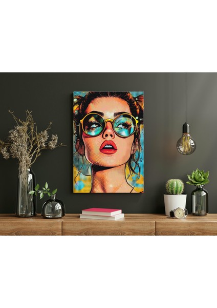 Sarı Gözlüklü Kız Pop Art -Ahşap Mdf Tablo modelleri