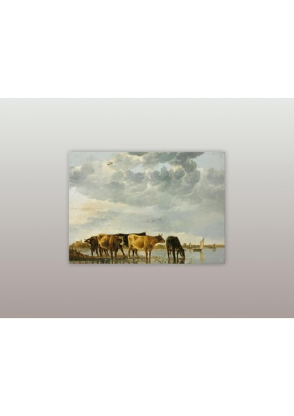 Aelbert Cuyp - Cows In A River - Ahşap Mdf Tablo