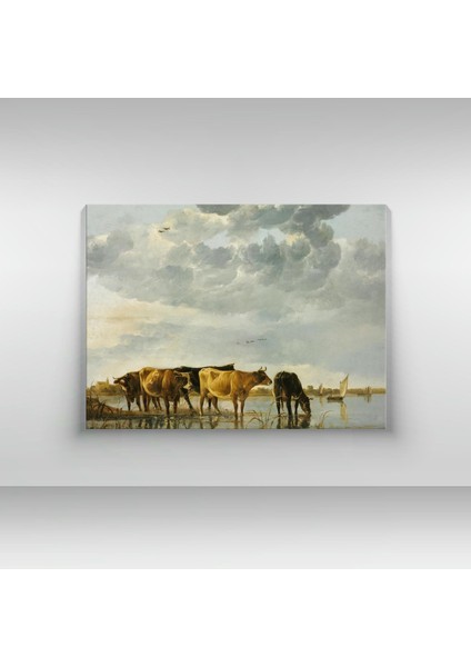 Aelbert Cuyp - Cows In A River - Ahşap Mdf Tablo fiyatları