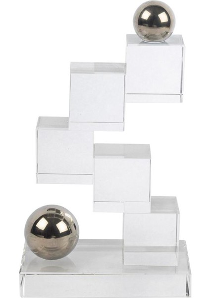 Clear Gümüş Cam Dekoratif Obje