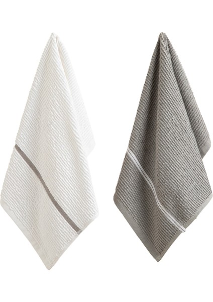 Alino Beyaz/gri Pamuklu 2'li Mutfak Havlusu Seti