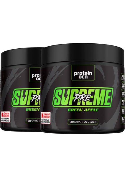 PRE-WORKOUT SUPREME Yeşil Elma - 280g x 2 Adet