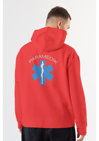 Kırmızı Paramedik Kapüşonlu Sweatshirt Unisex fiyatları