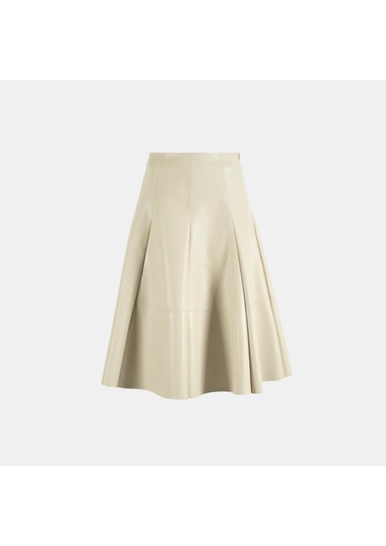 Limited Edition Kadın Krem Uzun Deri Etek modelleri