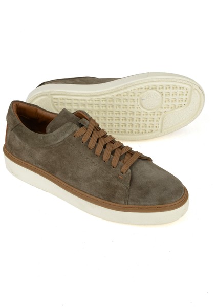 , Erkek Hakiki Deri Sneaker 1531026ZH182 Haki