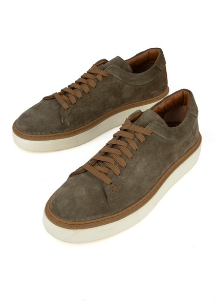 , Erkek Hakiki Deri Sneaker 1531026ZH182 Haki