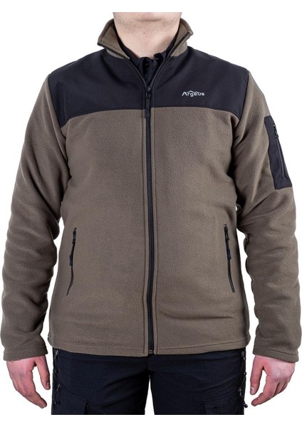 Outdoor Polar Ceket Haki - Sıcak Tutan Polar - Softshell Omuz - Fermuarlı Cep