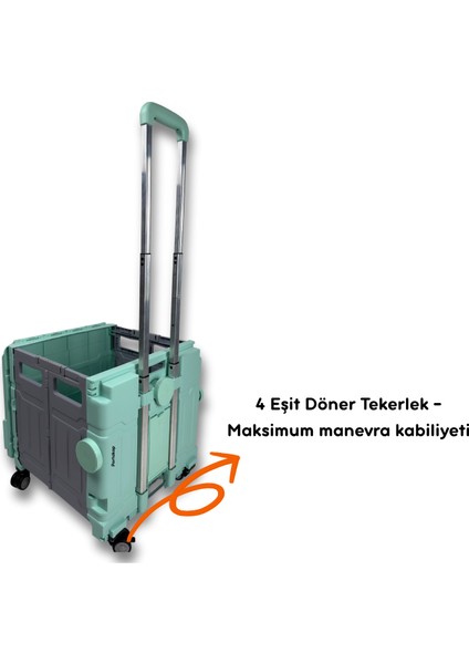 4 Tekerlekli Yeşil 56L Büyük Boy Sabit Alüminyum Tutacaklı Alışveriş Arabası fırsatları