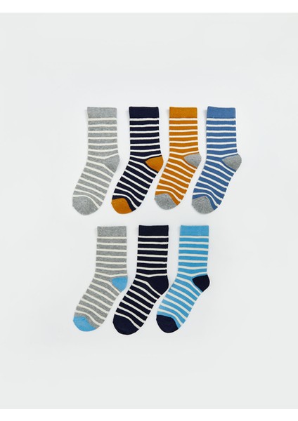 Yeni Sezon Çizgili Erkek Çocuk Soket Çorap 7'li