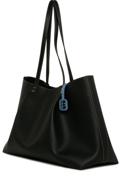 Siyah Kontrast Dikişli Pilili Maxi Boy Çanta fiyatları