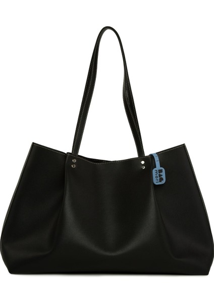 Siyah Kontrast Dikişli Pilili Maxi Boy Çanta fırsatları