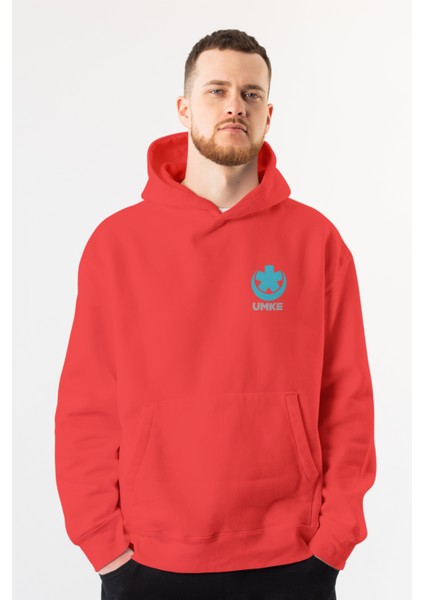 Kırmızı Umke Kapüşonlu Sweatshirt Unisex