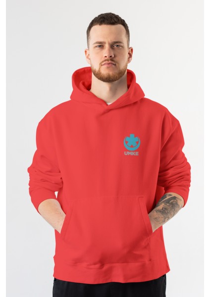 Kırmızı Umke Kapüşonlu Sweatshirt Unisex modelleri