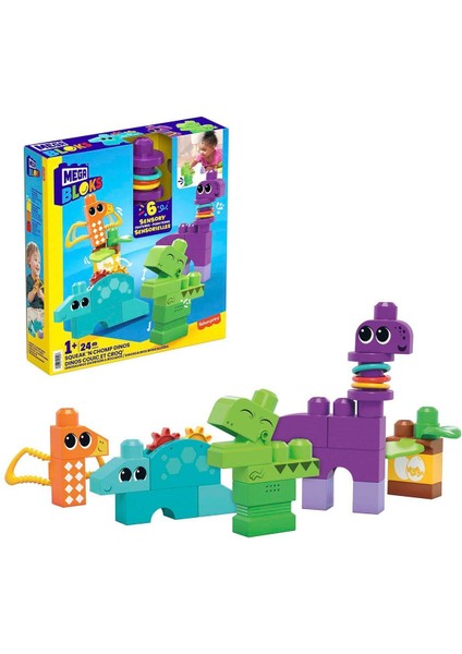 HKN43 Mega Bloks Sesli ve Hareketli Dinozorlar 24 Parça +1 Yaş
